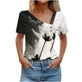thumbnail image 2 of bnaln Women Tops Summer T Shirts Casual Button Short Sleeve Shirts Floral Printed V Neck Tees Shirts Elegant Tunic Tops Dressy Blouses Ladies Henley Shirts Pullover Going Out Tops, 2 of 5