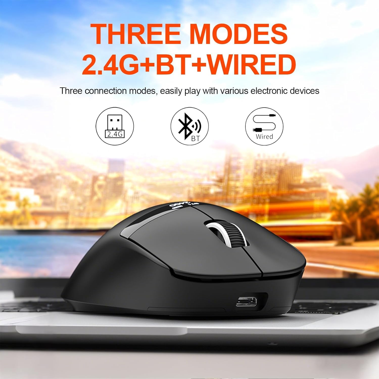 Ultra-Lightweight Wireless Gaming Mouse, Tri-Mode 2.4G/Bluetooth 5.3/USB-C, PAW3311 Sensor 12000 DPI, Digital Screen Display, 1000Hz Polling Rate Mouse for PC Laptop Mac Gamer