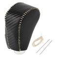 thumbnail image 1 of Cubierta de pomo de cambio de marcha Unique Bargains, protector de manija de cambio para Honda CR-V 2012-2014, fibra de carbono negra, cuero sintético beige, 1 Pc antideslizante para automóvil, 1 of 1