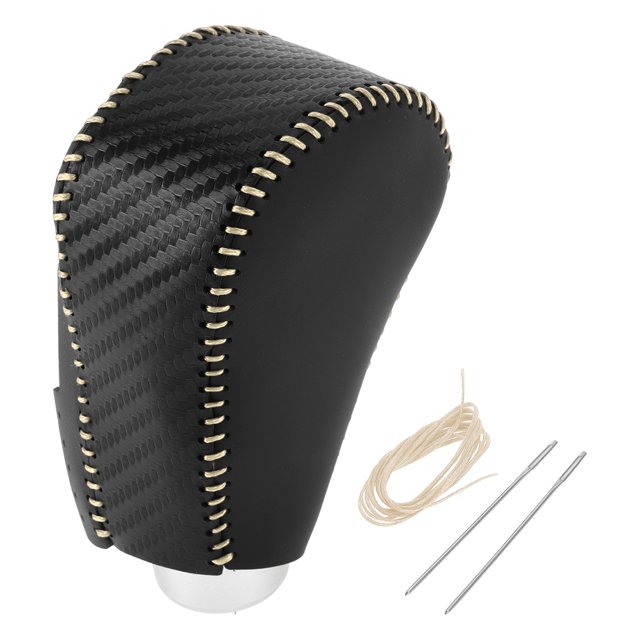 Cubierta de pomo de cambio de marcha Unique Bargains, protector de manija de cambio para Honda CR-V 2012-2014, fibra de carbono negra, cuero sintético beige, 1 Pc antideslizante para automóvil