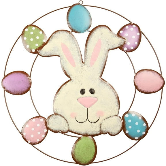 Serafina Home Easter Bunny Eggs Door Wreath Easter Wall Hanging Decoration for Home or Office