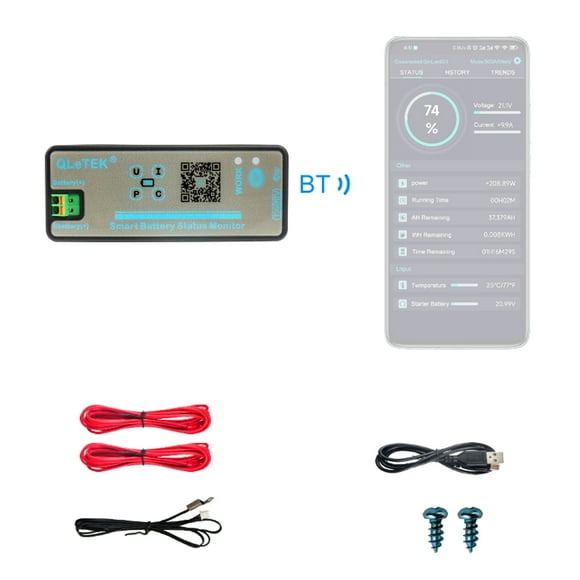 2.4-Inch Color LCD Wireless Bluetooth Multifunction Meter for Voltage, Current, Temperature, and Capacity - Model KL300A with App Integration
