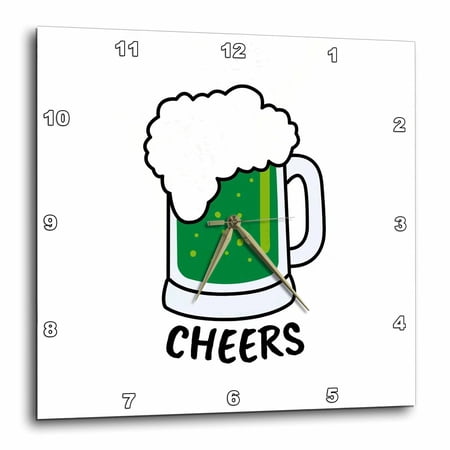 3drose, Green Beer Cheers Typography for Irish Celebration, 10x10 Wall Clock