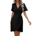 thumbnail image 2 of Vestido Informal de Verano para Mujer, de Corta y Cuello en V, para Vacaciones, Estilo Midi Cruzado con Efecto Piel de Serpiente. Negro XL, 2 of 9