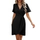 thumbnail image 2 of Vestido Informal de Verano para Mujer, de Corta y Cuello en V, para Vacaciones, Estilo Midi Cruzado con Efecto Piel de Serpiente. Negro L, 2 of 9