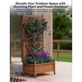 thumbnail image 3 of Towallmark 30x13x59 Inches Wooden Raised Garden Bed, Planter Box with Trellis, Privacy Screen Planter with Wheels, Elevated Garden Bed for Outdoor, Patio Garden Privacy Screen, 3 of 7