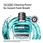 Listerine Cool Mint Antiseptic Mouthwash for Bad Breath and Plaque, Intense Mint, 16.9 fl oz/500 mL