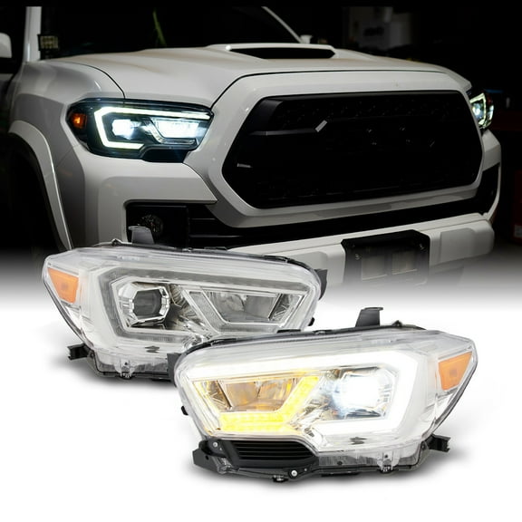 AKKON - [Full LED] For 2016-2022 Tacoma TRD/Limited LED Sequential Retrofit Projector Chrome Headlights Assemblies