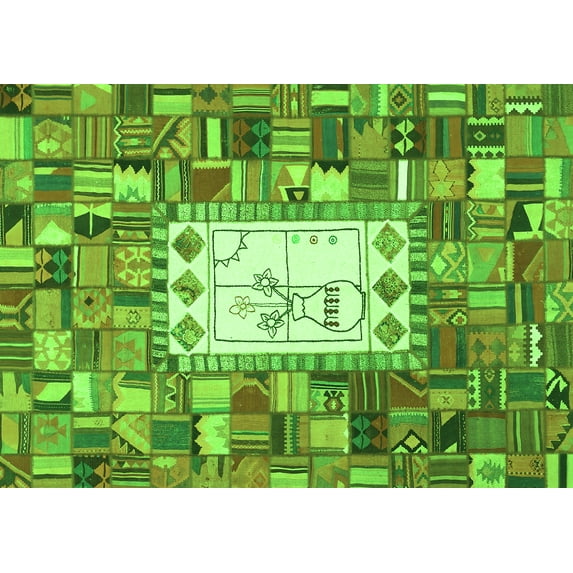 Ahgly Company Indoor Rectangle Oriental Green Traditional Area Rugs, 3' x 5'