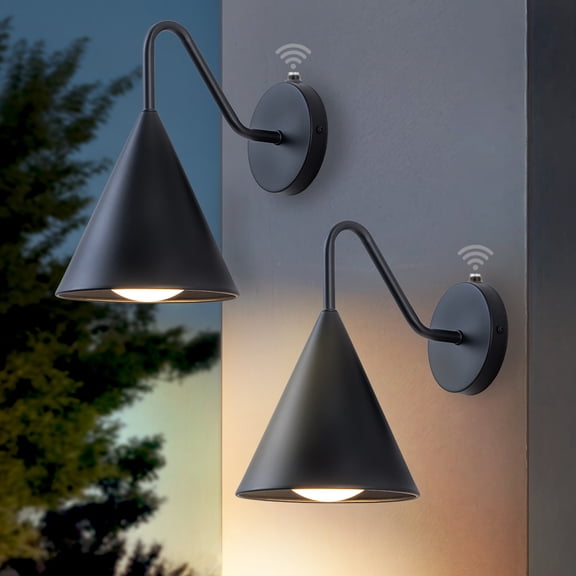 Dark Sky Dusk to Dawn Mate Black Outdoor Led Wall Sconces Set of 2