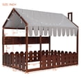 thumbnail image 3 of Aukfa Full Size House Bed with Fence and Tent for Kids, Wooden Montessori Bed with LED Lights & Storage Shelves for Toddler Boys and Girls Bedroom, Espresso, 3 of 8