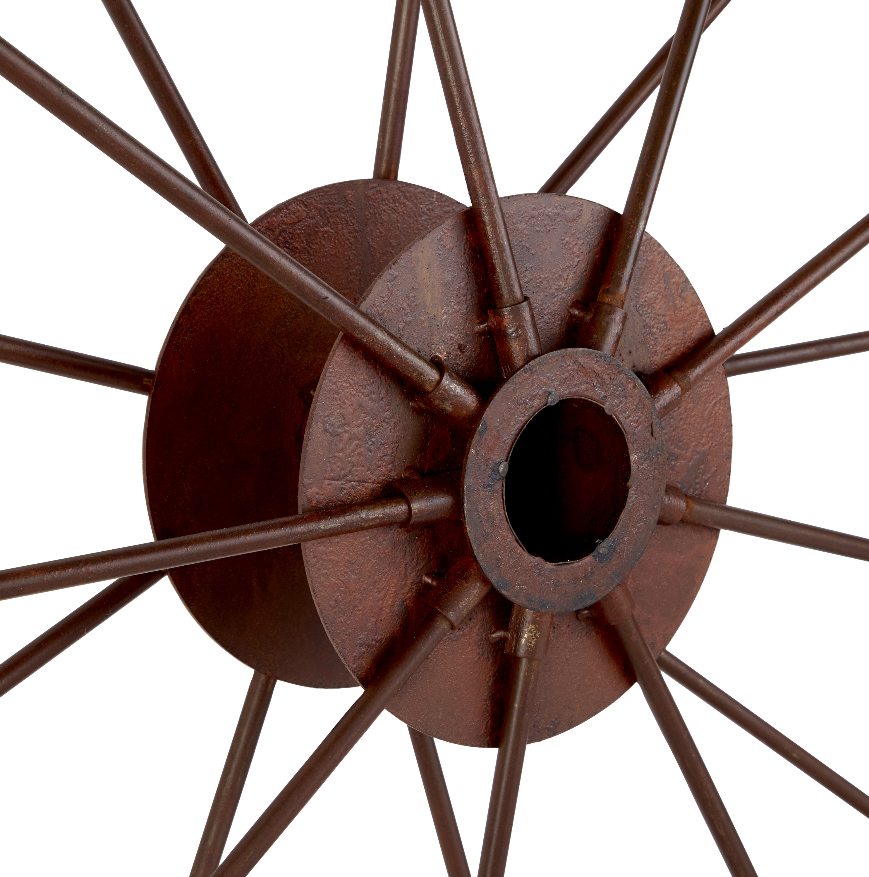 Decmode Indoor/Outdoor Large Red Metal Wheel Wall Decor, 43"