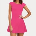 thumbnail image 3 of Mgmyaa A-Line Dress Robe Courte d'Été pour Femmes à Col Rond, Manches 1/4, Couleur Unie, Manches Cap, Robe de Cocktail pour Fête, 3 of 5
