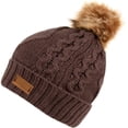 thumbnail image 4 of Women's Winter Fleece Lined Cable Knit Pompom Beanie Hat, 4 of 57