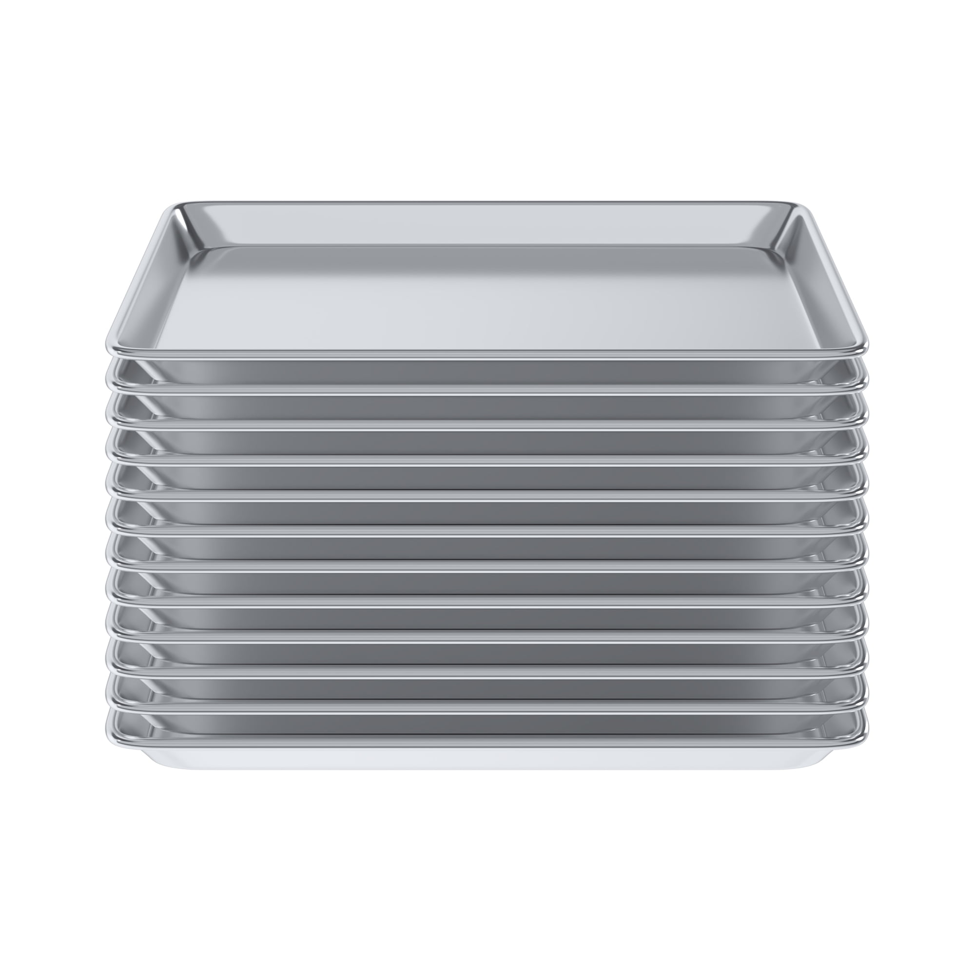Pack of 12 | Size 13 in. x 18 in. Half Size Aluminum Bun / Sheet Pan | Ideal for baking, roasting, cooling, prepping, or storing – a must-have in restaurants, bakeries, and busy kitchens.