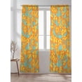 thumbnail image 2 of Vintage Plant Sheer Curtains 2 Panels Set Abstract Orange Blue Floral Leaf Farm Lihgt Filtering Rod Pocket Voile Drape, Semi Sheer Window Curtains for Bedroom Living Room, 52"x96", 2 of 5