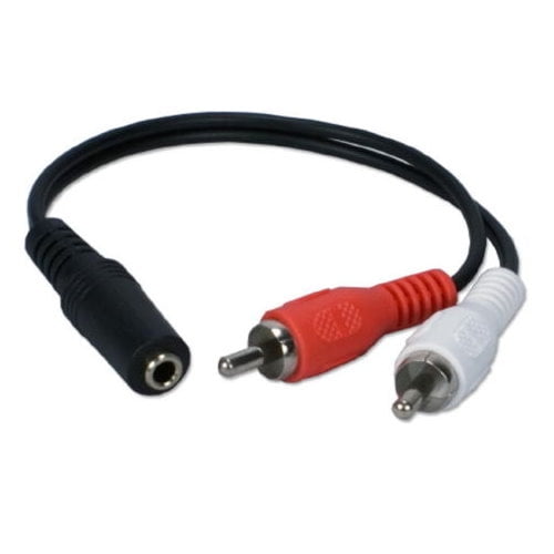 Kentek 6 Inch 6" 3.5mm AUX auxiliary female to RCA RW red white male F