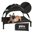 thumbnail image 1 of Cama Elevada para Perro con Malla Transpirable y Toldo, Catre de Mascotas Esquimal (Negro, 106x76x88 cm), 1 of 7