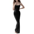 thumbnail image 1 of Txlixc WFaldas largas de tirantes de verano para mujeres, faldas de lazo cuadrado de pasta sólida para clubes de fiestas Txlixc moda, 1 of 9