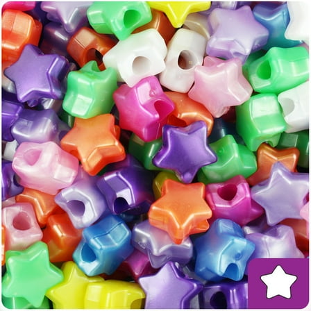 BeadTin Pearl Multi 13mm Star Pony Beads (250pcs)