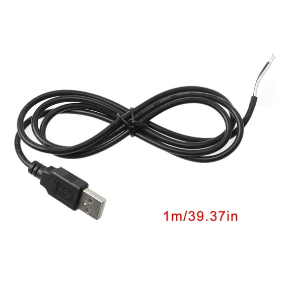 RABBITH USB 2.0 male 2 Pin Cable DIY 1m Wire for DC 5V USB Power Supply Device Durable