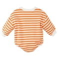 thumbnail image 3 of Salute Unisex Baby Boys Girls Long Sleeve Stripe Romper Infant Toddler Sweatshirts Bodysuit Casual Clothing Outfit Orange 18-24 Months, 3 of 5