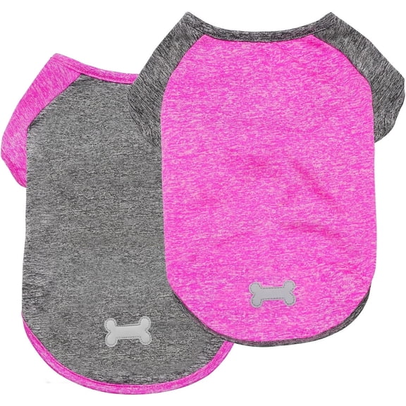 KYEESE 2 Pack Dog Shirts with Sleeves, T-Shirt for Small Medium and Large Dogs, Rose Grey, M