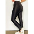 thumbnail image 3 of Women's Black Crossed Dip Waist Sleek Leather Leggings - [ZhiHiMeRi] | (US 4-6)S,Black, 3 of 7