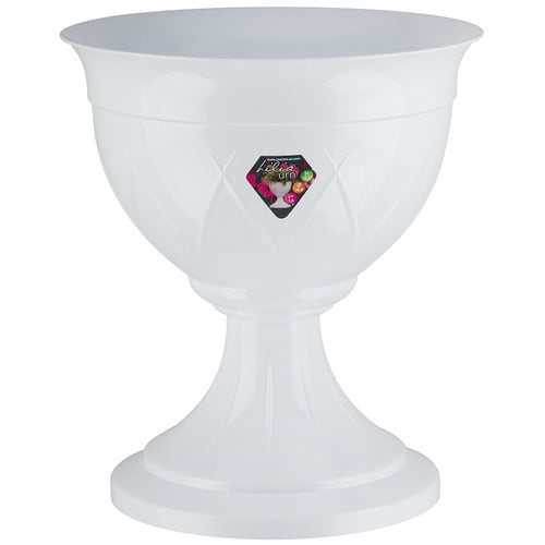 Flower Pot Urn LILIA 14.4 Inch, White Color by Santino