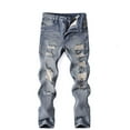 thumbnail image 2 of Gvdentm Boys Size 6 Jeans Boy's Skinny Fit Comfy Jeans Ripped Destroyed Distressed Stylish Slim Washed Denim Jeans Pants(Blue,11-12 Years), 2 of 5