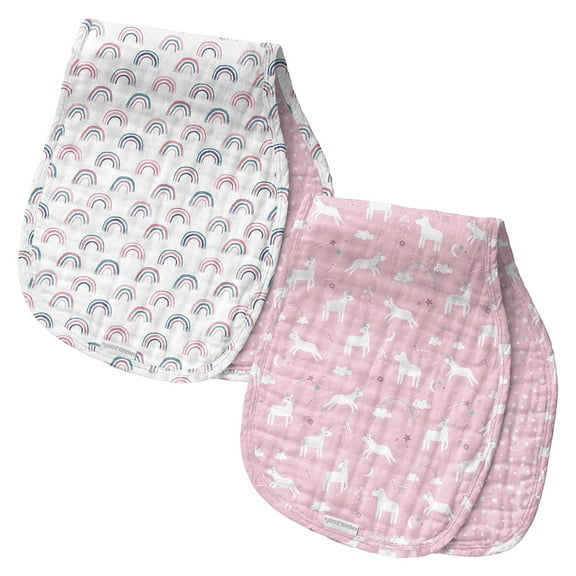 Stephen Joseph, Muslin Baby Burp Cloths, 2-Pack 100% Cotton, Burp Cloth for Baby Boys and Girls, Unicorn