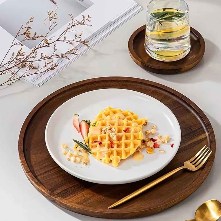 Plateau/Assiette De Service En Bois Rond - Pour Dessert, Apéro, Snacks - Style Moderne