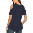 thumbnail image 5 of Raeneomay Off Shoulder Tops for Women Women Summer Sexy T-Shirt Cold Shoulder Pullover Blouse V-Neck Short Sleeve Solid Tops, 5 of 5