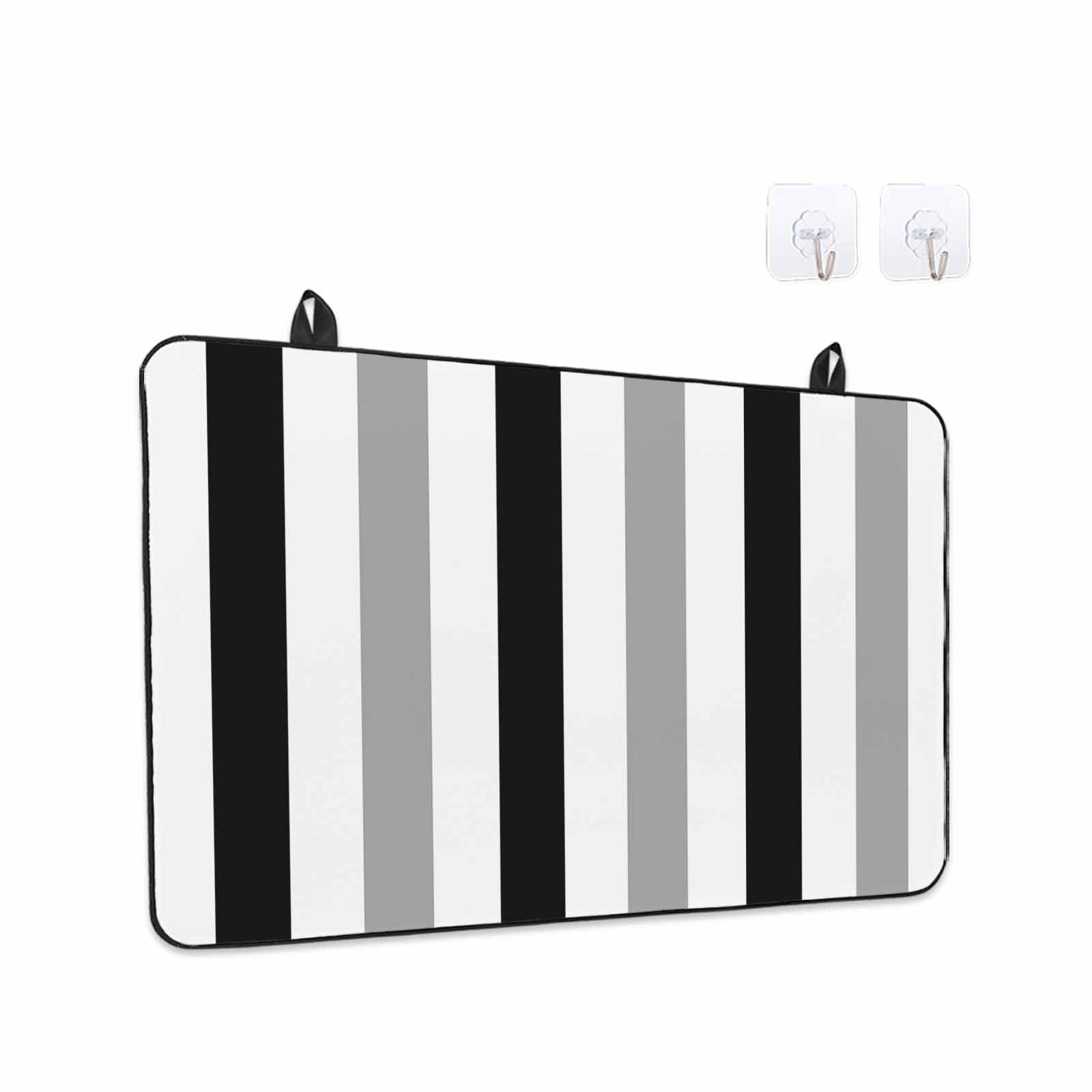Black Gray Striped Stove Top Cover for Electric Stove, Heat-proof & Non Slip Glass Top Stove Cover Protector, Farmhouse Stripe Art Kitchen Flat Cooktop Rubber Mat 24x21 Inches