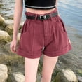 thumbnail image 2 of nerohusy Jean Shorts Women Denim Casual Summer Denim Shorts Mid Waisted Stretchy Ripped Jean Shorts with Pockets 2025 Red,XXL, 2 of 3