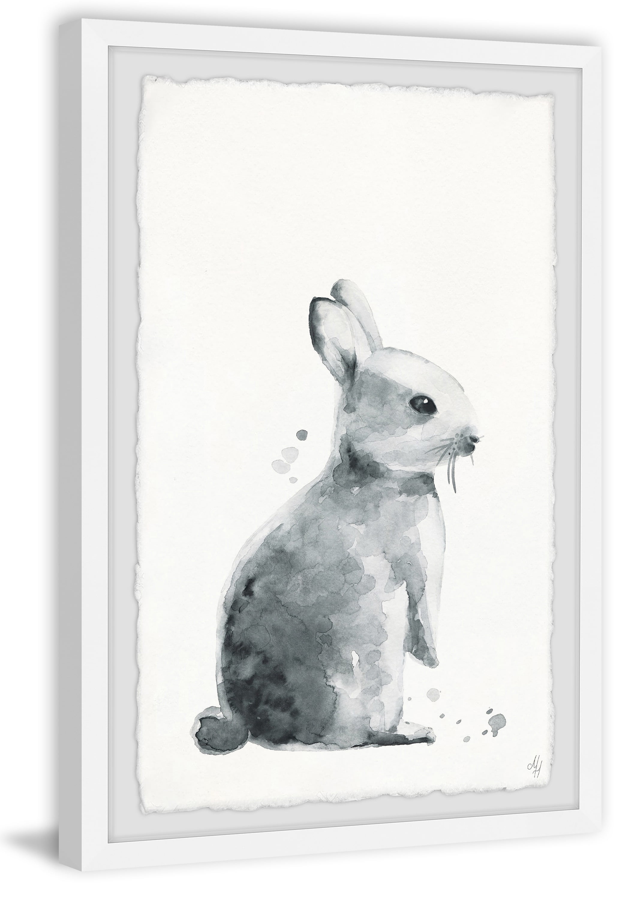 Marmont Hill Melancholy Bunny Framed Wall Art, 16.00" x 1.50"