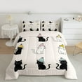 thumbnail image 2 of jejeloiu Pet Animal Cat Queen Comforter Set,Kawaii Kitten Bedding Sets,Black Beige Bedding Comforter Set For Boys Girls,Lightweight Room Decor Reversible,3 Pieces, 2 of 8