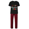 thumbnail image 5 of Ihaphap Family Matching Christmas Pajamas Set, Merry Christmas Y'all Print Short Sleeve Tee & Red Buffalo Plaid Pants, Holiday Family PJs Sleepwear for Men Women Kids, M-Men, 5 of 5