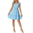 thumbnail image 2 of INSPIRE CHIC Women's Dress Smocked Waist Tie Strap Sleeveless A-Line Sundress S Light Blue, 2 of 5
