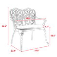 thumbnail image 4 of Tcbosik Outdoor Bench with Cushion, Metal Bench with Armrest and Floral Rose Design Backrest for Garden, Lawn, Yard, Porch, White, 4 of 9