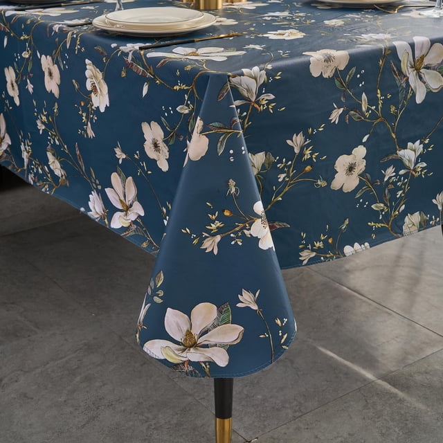 Mantel de vinilo Pioggia, impermeable y oleófugo, 152 x 213 cm, color azul