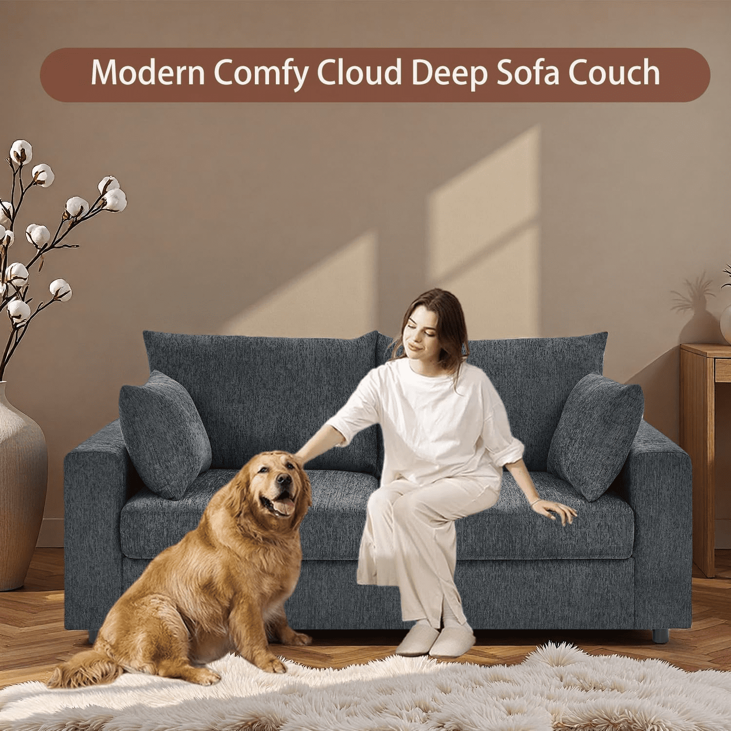 MOONMISS 78'' Loveseat Sofa for Living Room, Apartment, Office, 2-Seat, Gray