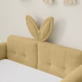 thumbnail image 5 of PORKISS Twin Size Upholstered Bed Frame, Twin Size Floor Bed with Cute Rabbit Ear Shaped Headboard, Slat, Fence Guardrail, Montessori Bed, Twin Bed for Kids, Boys, Girls, Yellow, 5 of 10