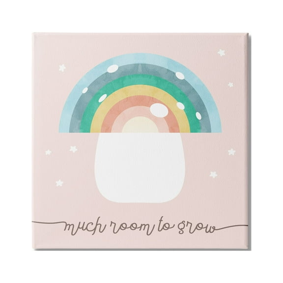Stupell Industries Much Room to Grow Phrase Kids' Rainbow Mushroom, 17 x 17,Design by Daphne Polselli