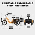 thumbnail image 4 of ACTBEST Electric Tricycle for Adults, 750W Motor 48V 15.6Ah Battery, 20" x 3.0" Fat Tire 3-Wheel Electric Bicycle, 7-Speed Step-Thru Electric Trike with Dual Suspension (Orange), 4 of 6