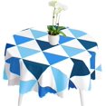 thumbnail image 1 of Nappes Rectangulaires en PVC, Nappe Essuyable, Anti-Taches, Imperméable, Facile à Nettoyer, Motif Triangulaire, Bleu, Rond 140cm, 1 of 4