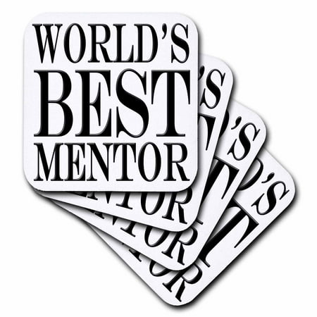 3dRose Worlds best mentor. Black. - Soft Coasters, set of