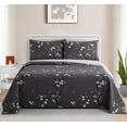 thumbnail image 4 of Marina Decoration Printed 600 Thread Count Soft Deep Pocket Hotel Standard Long Staple Cotton Blend Percale All Season Bedding Sheet Set, Plum Blossom Floral Grey Pattern, 4 of 7