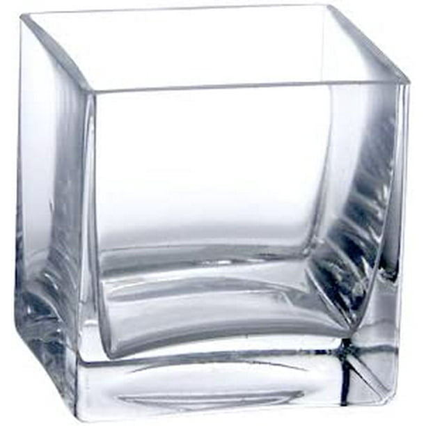 CYS EXCEL Cube Vase, Crystal Clear Glass Vase, Cube Glass Vase (Pack of