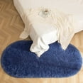 thumbnail image 2 of Softlife Cute Fluffy Oval Rug for Bedroom Soft Carpet, 2.6' x 5.3' , Light Navy, 2 of 8